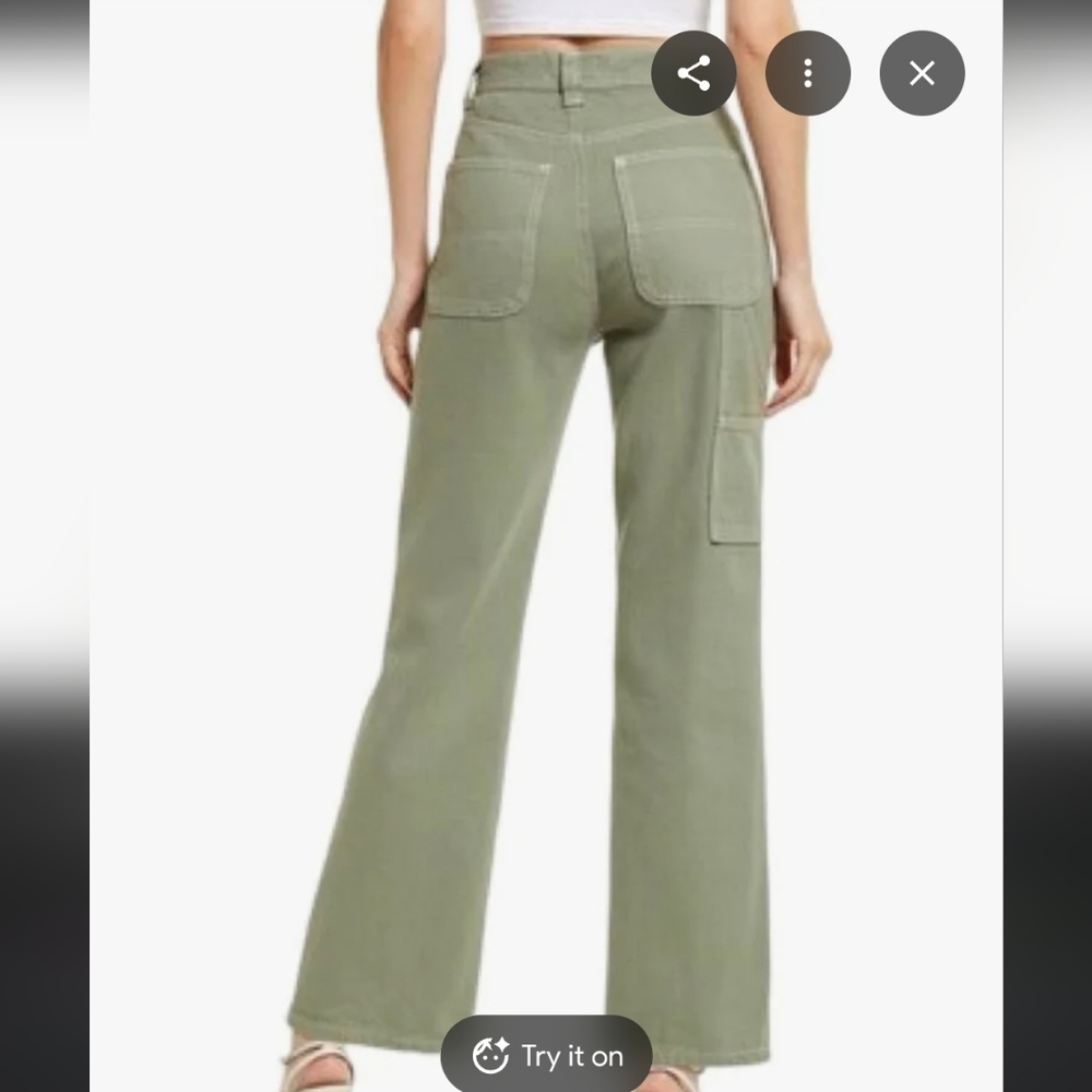 Reformation Harrison Carpenter High Waist Straight Leg Jeans in Olive